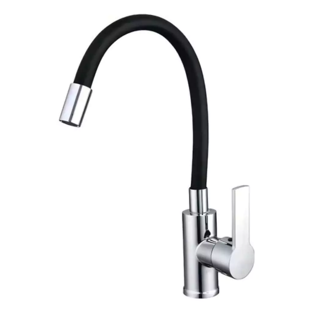 Monocomando Cocina Canilla Grifería Pico Flexible Negro x2