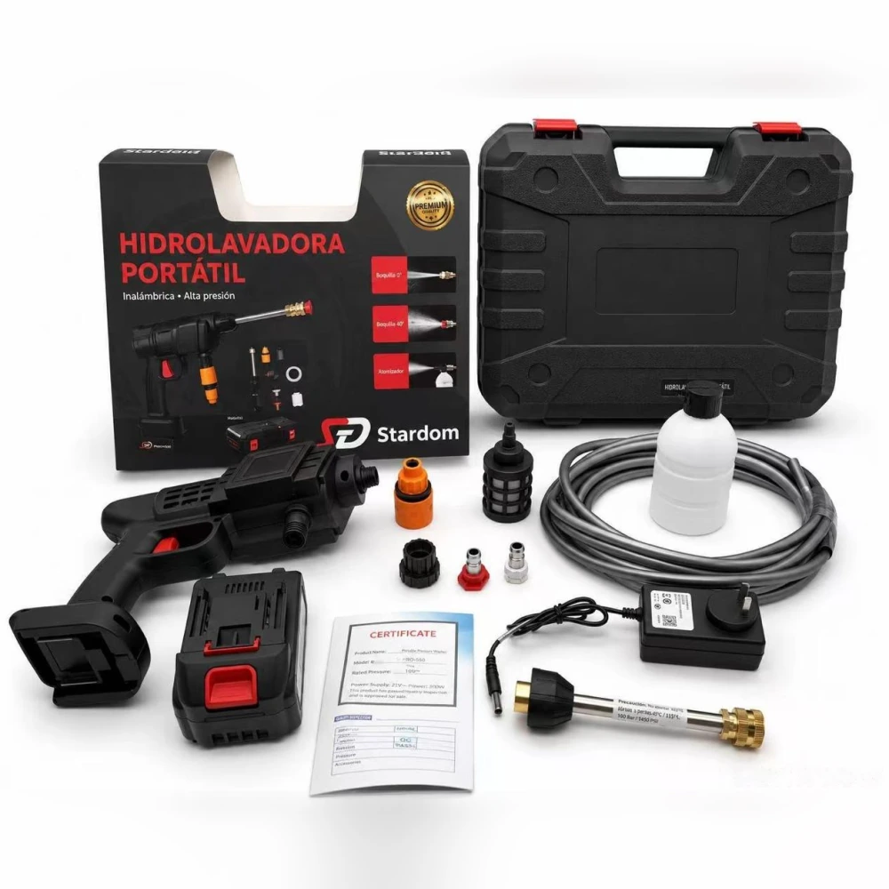 Hidrolavadora portátil inalámbrica de alta presión con maletín Stardom