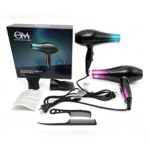 Secador de cabello profesional 4 en 1 con boquillas y peines