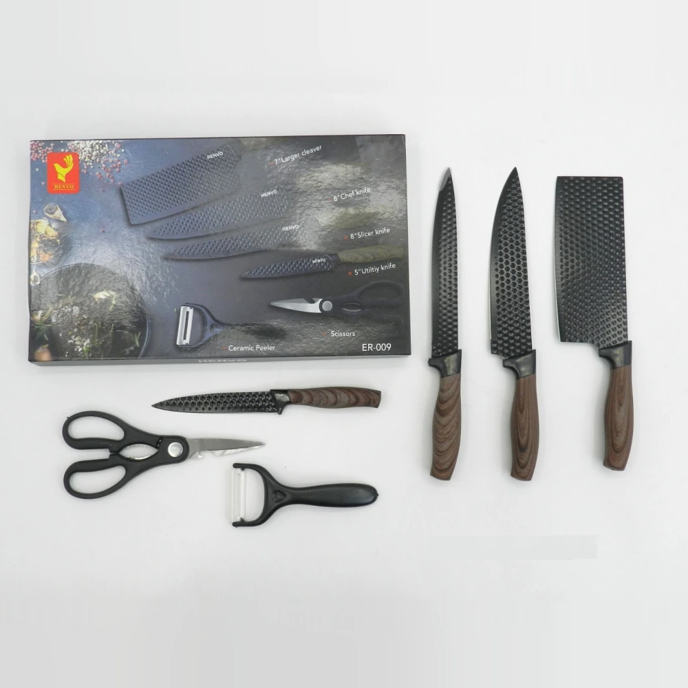 Set de cuchillos de cocina de 6 piezas con tijera y pelador